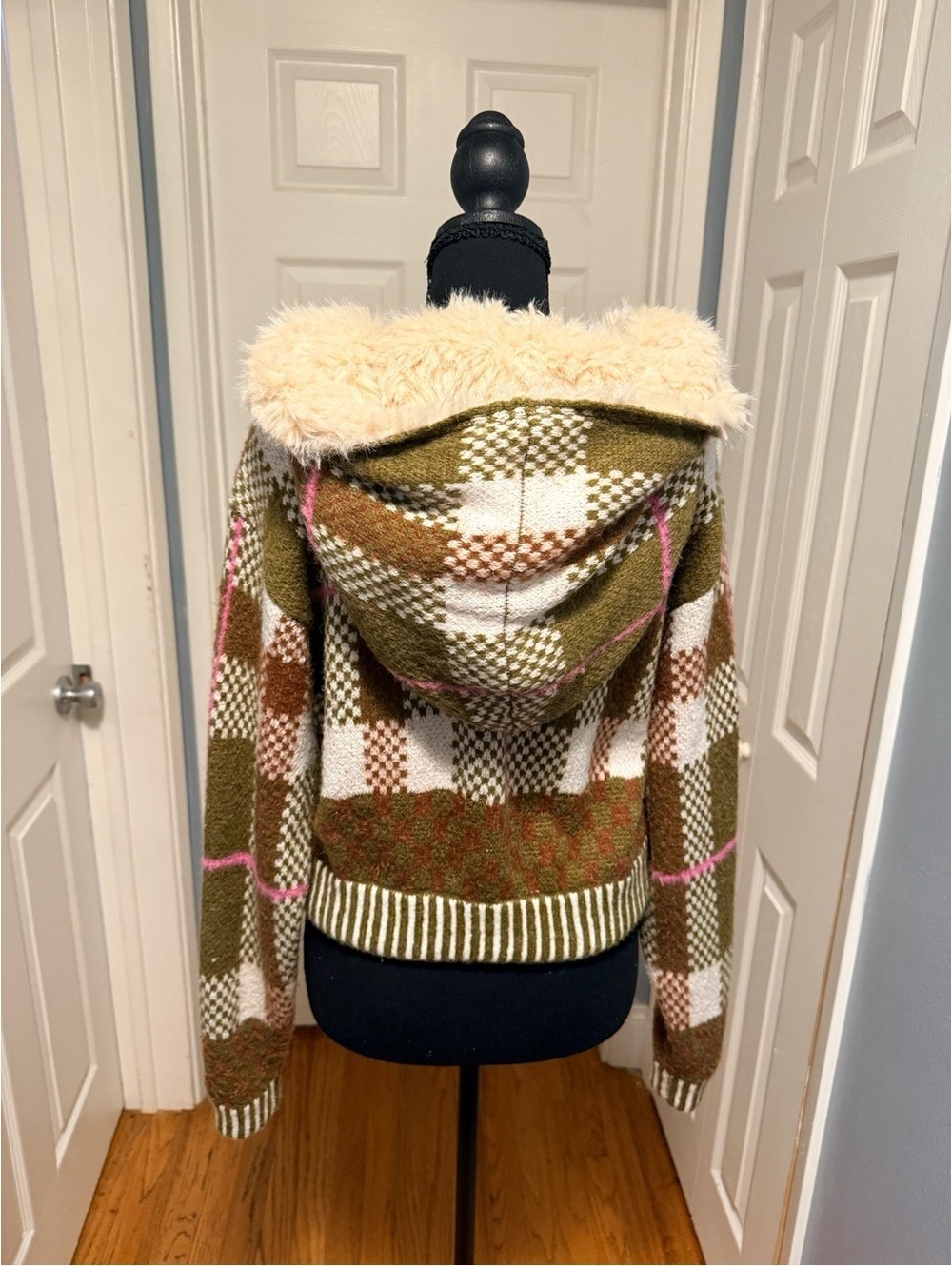 FREE PEOPLE Namesake Faux Fur Lined Hoodie Olive Combo XS - Picture 2 of 9